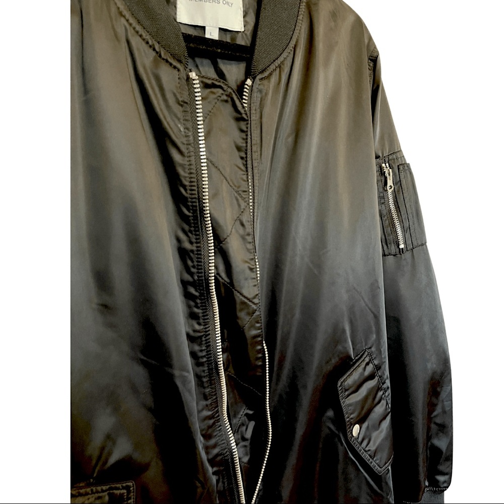 Members Only Men’s Elongated  MA-1 Bomber Jacket Black Size Large - Picture 5 of 7